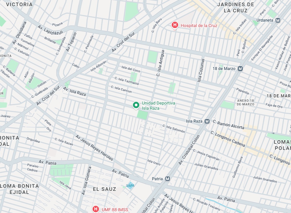 Mapa de la zona de trabajo — Jardines de la Cruz, Guadalajara